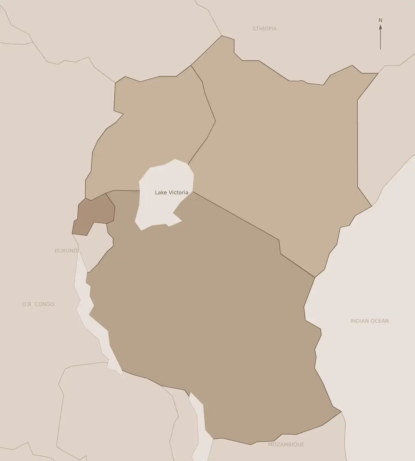 Nu Atlas prototype showing an editorial map of East Africa for safari destination exploration.
